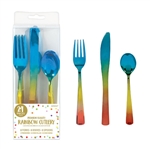 Rainbow Confetti Cutlery Assorted - Iridescent Plastic