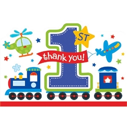 All Aboard Boy Die-Cut Postcard Thank You Cards