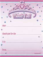 PRINCESS FOR A DAY THANK YOU CARDS