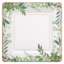 Love and Leaves 7 Inch Square Metallic Plates