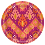 Orange Ikat Round Metallic Plates, 6 3/4"