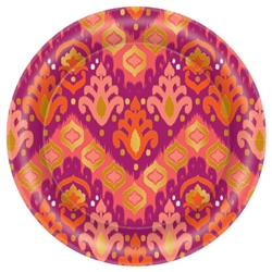 Orange Ikat Round Metallic Plates, 8 1/2"