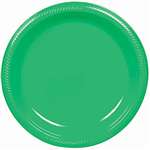 GREEN 7  PLASTIC PLATES PARTY PACK - 50CT