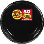 BLACK 10in. PLASTIC PLATE PARTY PACK 50CT