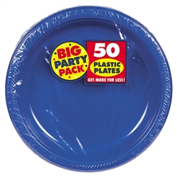 Royal Blue 10 Inch Plastic Plates Party Pack - 50 Count