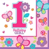 Sweet 1st Birthday Girl Beverage Napkins