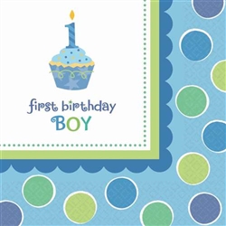 1ST BIRTHDAY CUPCAKE BOY LUNCHEON NAPKINS