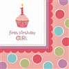 1ST BIRTHDAY CUPCAKE GIRL BEVERAGE NAPKINS