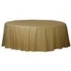Gold Round Table Cover Plastic - 84 Inches