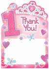 1ST BDAY PRINCESS THANK YOU CARDS