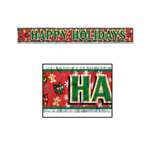 Happy Holidays Metallic Fringed Banner