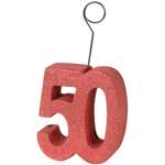 "50" Glittered Photo/Balloon Holder