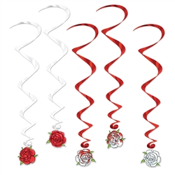 Alice In Wonderland Painted Rose Whirls Decorations