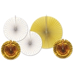 Gold Paper and Foil Decorative Fans