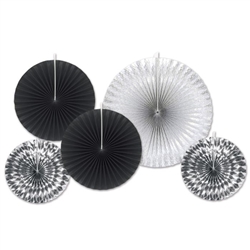 Silver & Black Assorted Paper & Foil Fans