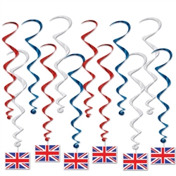 British Flag Hanging Whirls Decorations
