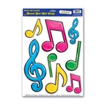 Neon Musical Notes Peel 'N Place Clings