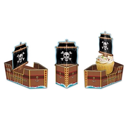 PIRATE SHIP FAVOR BOXES 3/PK