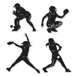 Softball Players Silhouettes Cutouts