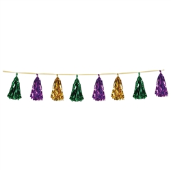 Green, Gold, And Purple Metallic Tassel Garland