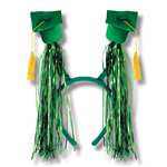 GRAD CAP WITH GREEN FRINGE BOPPERS