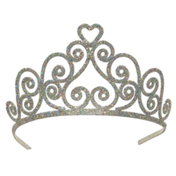 SILVER HEART GLITTER TIARA