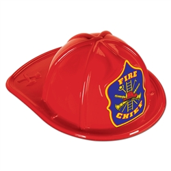 RED PLASTIC FIRE CHIEF HAT