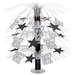 Happy New Year Cascade Centerpiece - Black/Silver