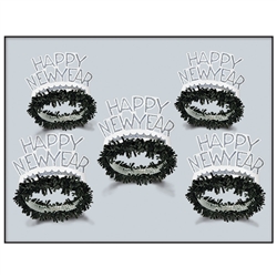 Black, Silver, and White Happy New Year Hat