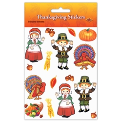 Pilgrim And Turkey Stickers-Plus-Pack