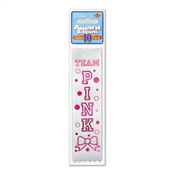 Award Ribbon Team Pink 10 Pack
