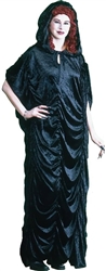 Velvet Hooded Black Deluxe Robe - Adult Standard