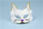 WHITE GLITTER CAT HALF-MASK