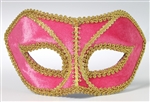 Pink Venetian Mask w/ Gold Outline