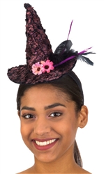 Mini Witch Hat With Flowers Headpiece