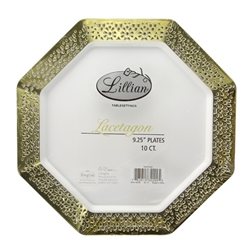 Gold Lacetagon 9.25" Plates