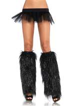 Furry Lurex Black Leg Warmers