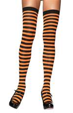 STRIPED THIGH HIGHS BLACK/ORANGE ONE SIZE