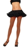 Nylon Striped Tights - Black and Orange