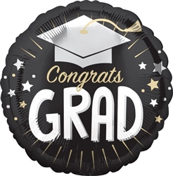 Congrats Grad Silver Cap 18" Foil Mylar Balloon