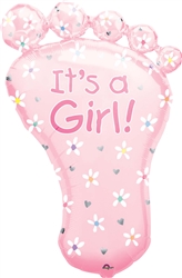 It's A Girl! Foot Shape Mylar Balloon