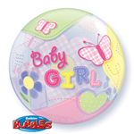 Baby Girl Butterfly 22 Inch Bubble Balloon