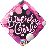 Birthday Girl Pink and Black Mylar Balloon