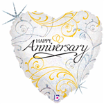 Filigree Anniversary Holographic Mylar Balloon