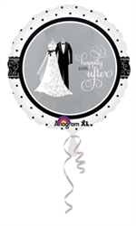 Black and White Wedding Mylar Balloon