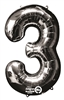 Silver "3" Shaped Mylar Balloon 