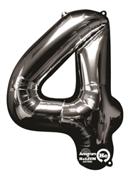 Silver "4" Shaped Mylar Balloon 