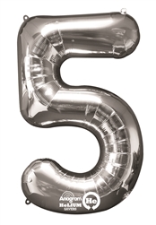 Silver "5" Shaped Mylar Balloon