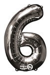 Silver "6" Shaped Mylar Balloon 