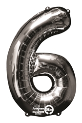 Silver "6" Shaped Mylar Balloon 